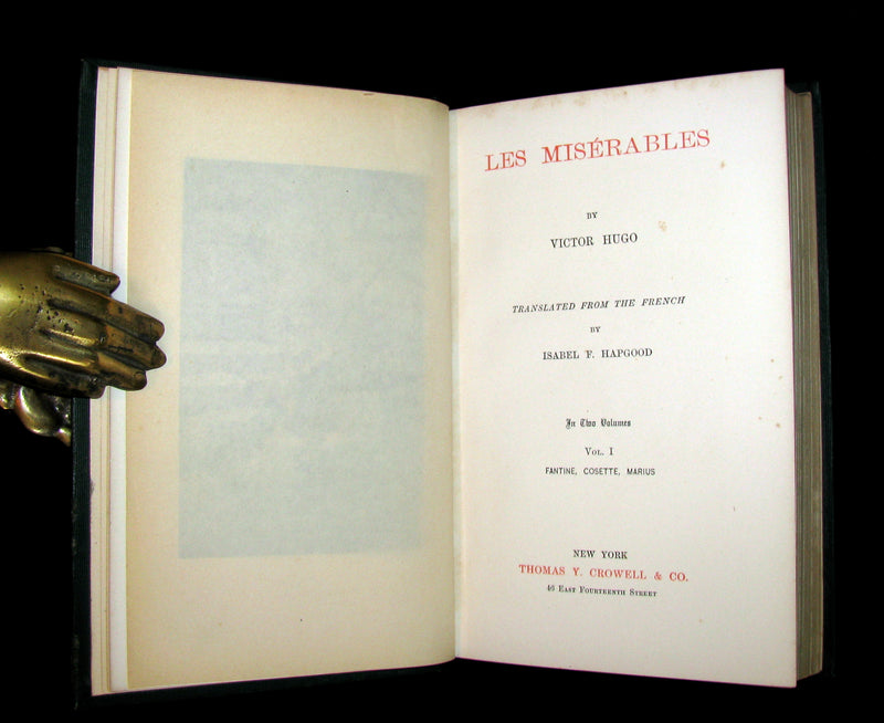 1887 Rare Victorian Book set - LES MISERABLES by Victor Hugo. Illustrated.