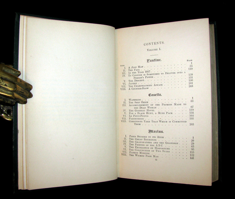 1887 Rare Victorian Book set - LES MISERABLES by Victor Hugo. Illustrated.