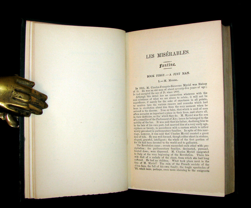 1887 Rare Victorian Book set - LES MISERABLES by Victor Hugo. Illustrated.