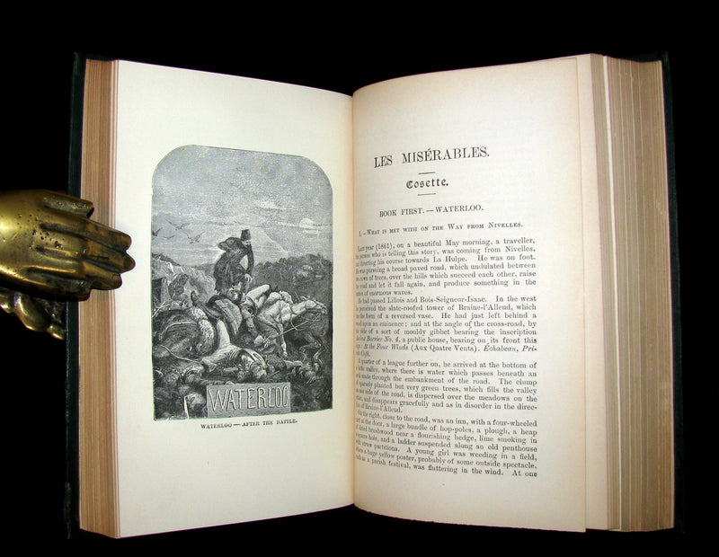 1887 Rare Victorian Book set - LES MISERABLES by Victor Hugo. Illustrated.