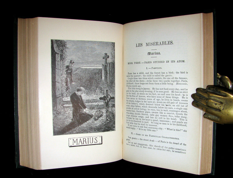 1887 Rare Victorian Book set - LES MISERABLES by Victor Hugo. Illustrated.