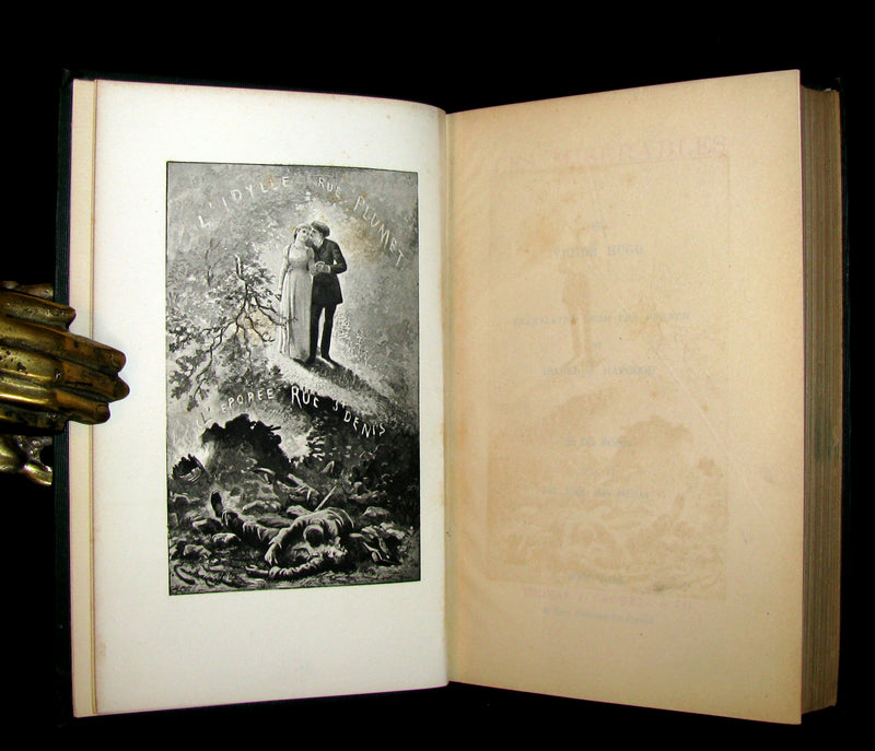 1887 Rare Victorian Book set - LES MISERABLES by Victor Hugo. Illustrated.