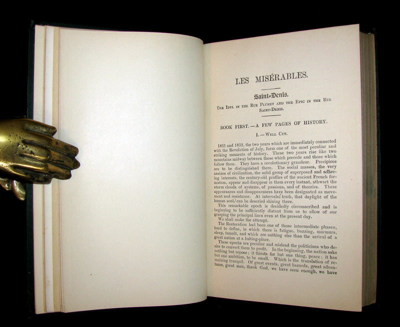 1887 Rare Victorian Book set - LES MISERABLES by Victor Hugo. Illustrated.