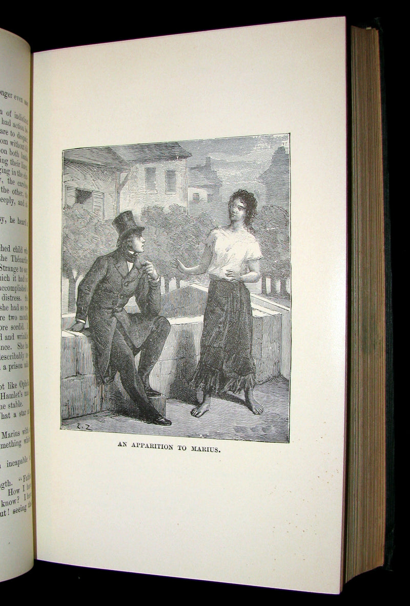 1887 Rare Victorian Book set - LES MISERABLES by Victor Hugo. Illustrated.