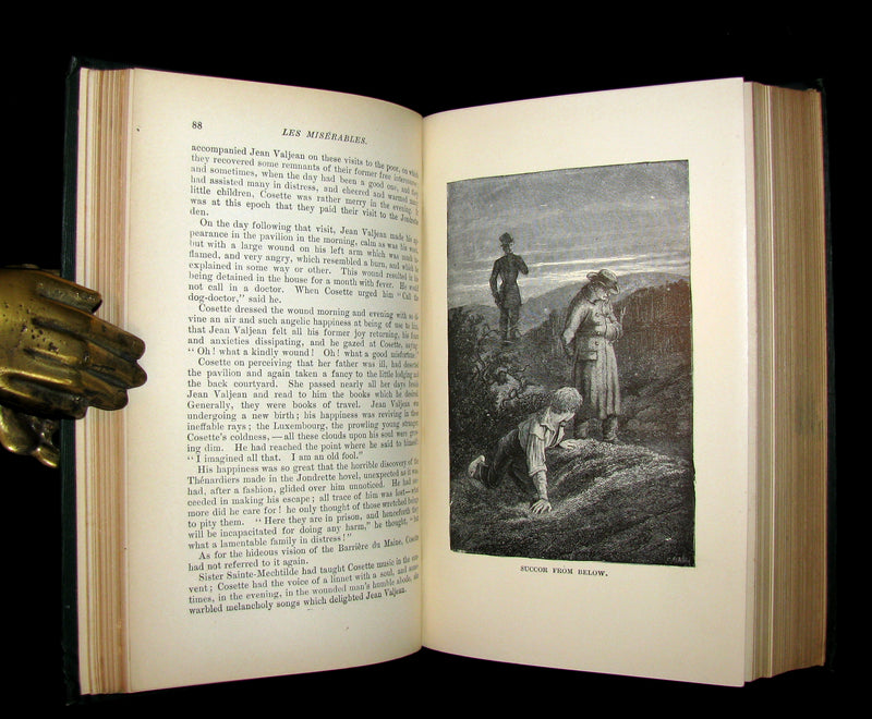 1887 Rare Victorian Book set - LES MISERABLES by Victor Hugo. Illustrated.