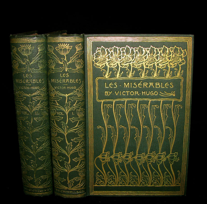 1887 Rare Victorian Book set - LES MISERABLES by Victor Hugo. Illustrated.