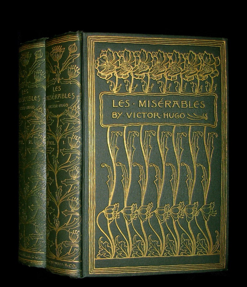 1887 Rare Victorian Book set - LES MISERABLES by Victor Hugo. Illustrated.