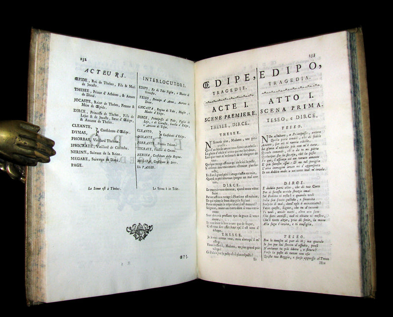 1747 Rare Italian French vellum Book set - Tragedie di Pier Cornelio - Tragédies de Pierre Corneille.
