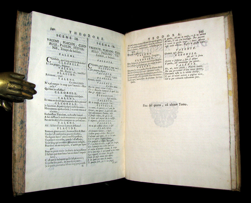 1747 Rare Italian French vellum Book set - Tragedie di Pier Cornelio - Tragédies de Pierre Corneille.