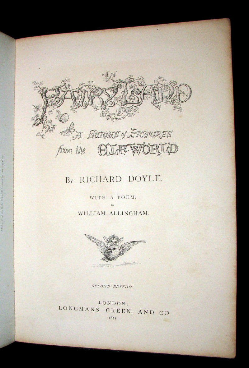 1875 Rare Richard Doyle Book - In FAIRYLAND : A Series of Pictures from the ELF-WORLD. 2nd EDITION.