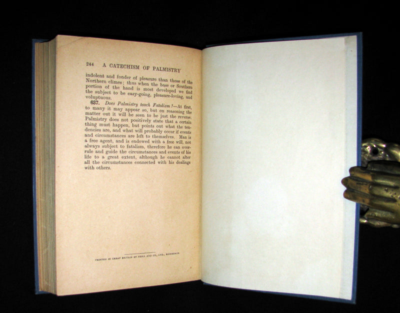 1917 Rare CHIROMANCY Book -  A Catechism of Palmistry by Ida Ellis. Illustrated.