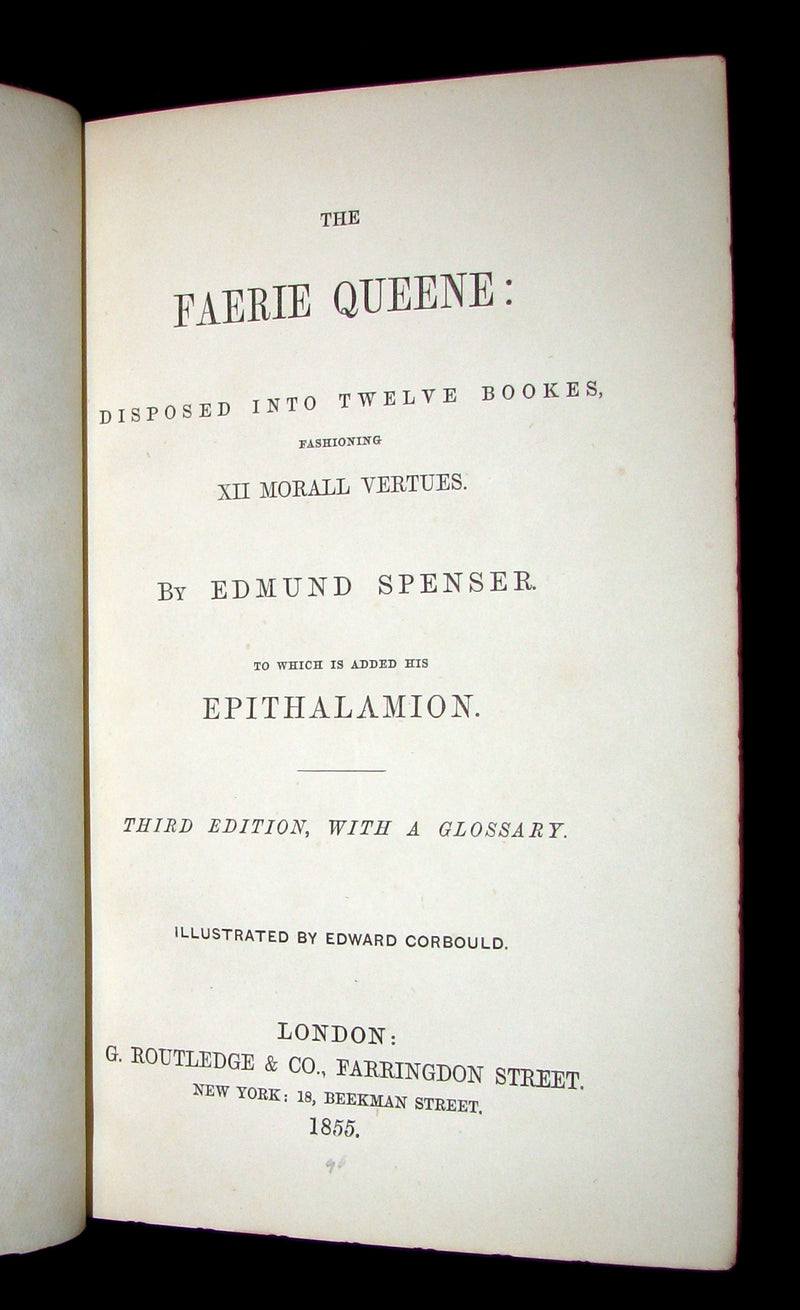 1855 Rare Fairy Queen Book ~ The FAERIE QUEENE by Edmund SPENSER Illustrated by Corbould.