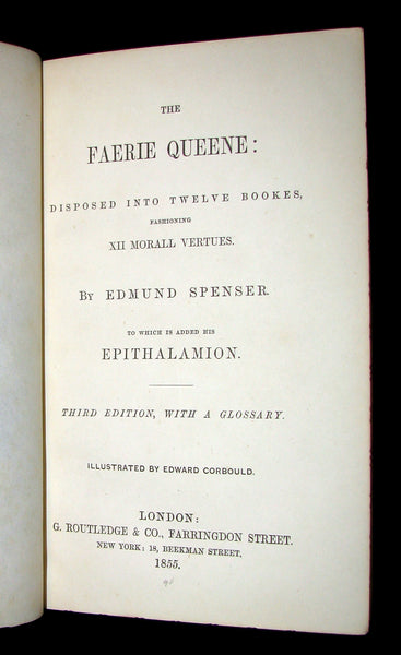 1855 Rare Fairy Queen Book ~ The FAERIE QUEENE by Edmund SPENSER Illustrated by Corbould.