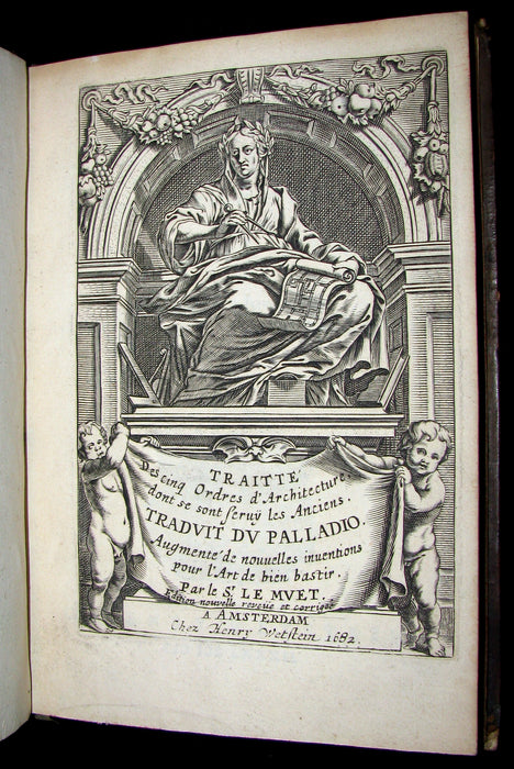 1682 Scarce French ARCHITECTURE Book - Traitté des cinq ordres d'architecture traduit du Palladio. 77 Plates.