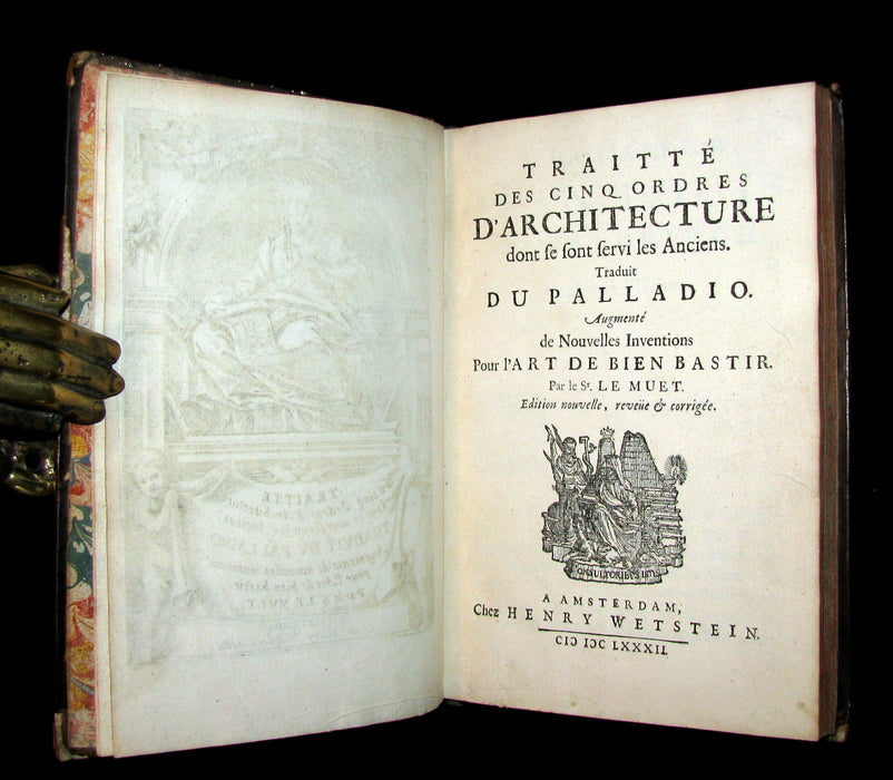 1682 Scarce French ARCHITECTURE Book - Traitté des cinq ordres d'architecture traduit du Palladio. 77 Plates.