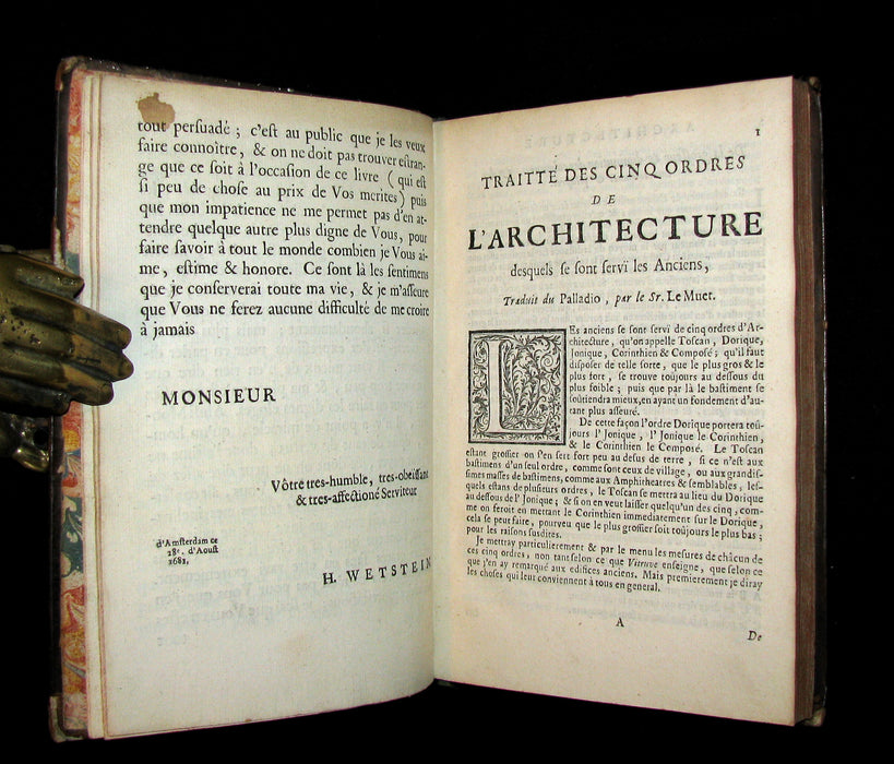 1682 Scarce French ARCHITECTURE Book - Traitté des cinq ordres d'architecture traduit du Palladio. 77 Plates.