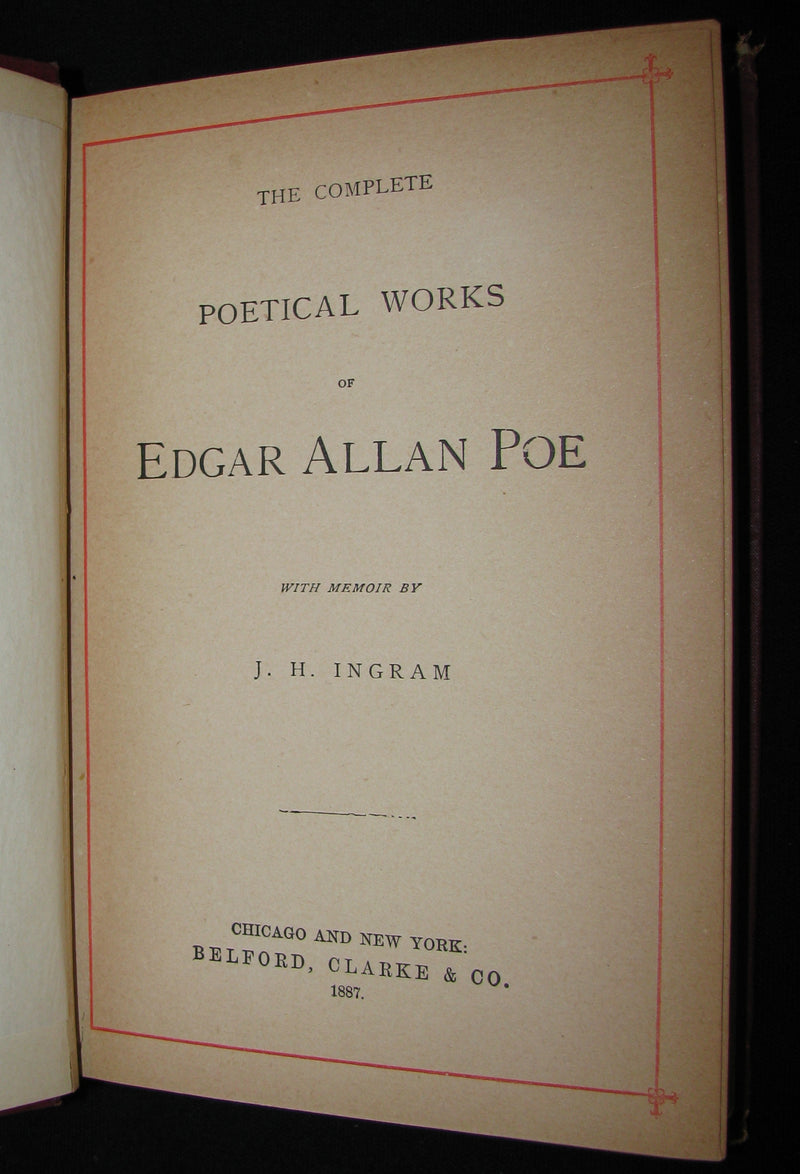 1887 Rare Book - The Complete Poetical Works Of EDGAR ALLAN POE.