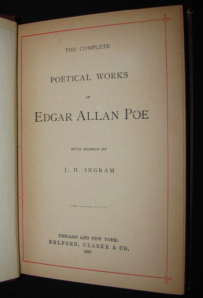 1887 Rare Book - The Complete Poetical Works Of EDGAR ALLAN POE.