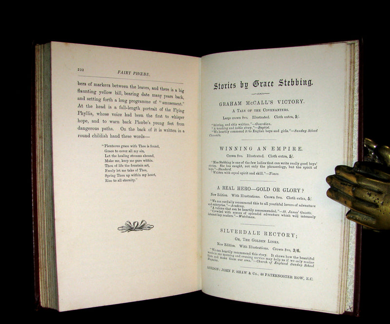 1887 Scarce Book - Fairy Phoebe or Facing the Footlights. First Edition by Lucy Taylor.