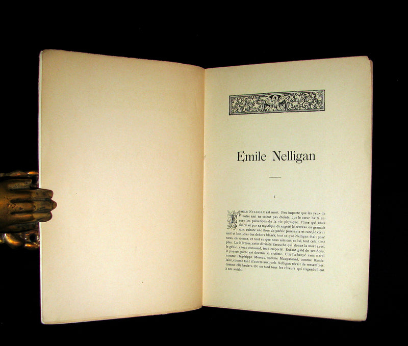 1903 Scarce French Book - Émile NELLIGAN et son Oeuvre (DANTIN, Louis) FIRST EDITION in original soft cover binding.