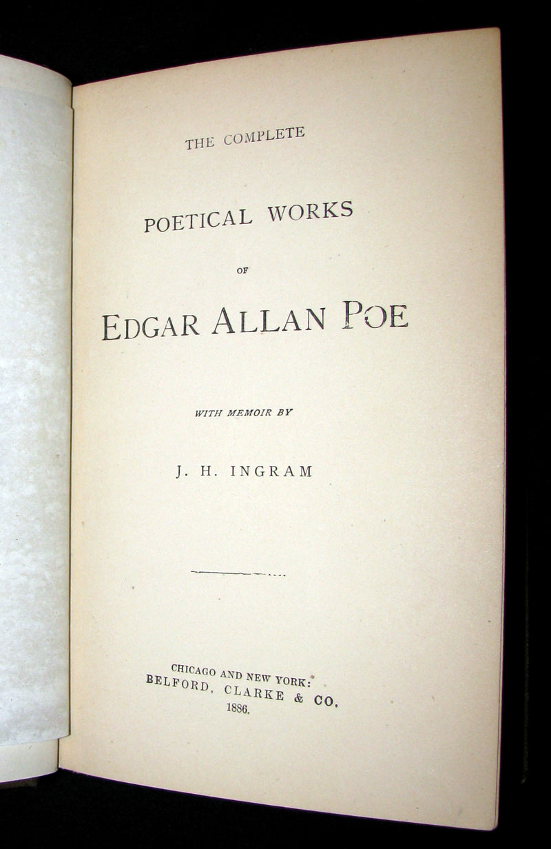 1886 Rare Book - The Complete Poetical Works Of EDGAR ALLAN POE.