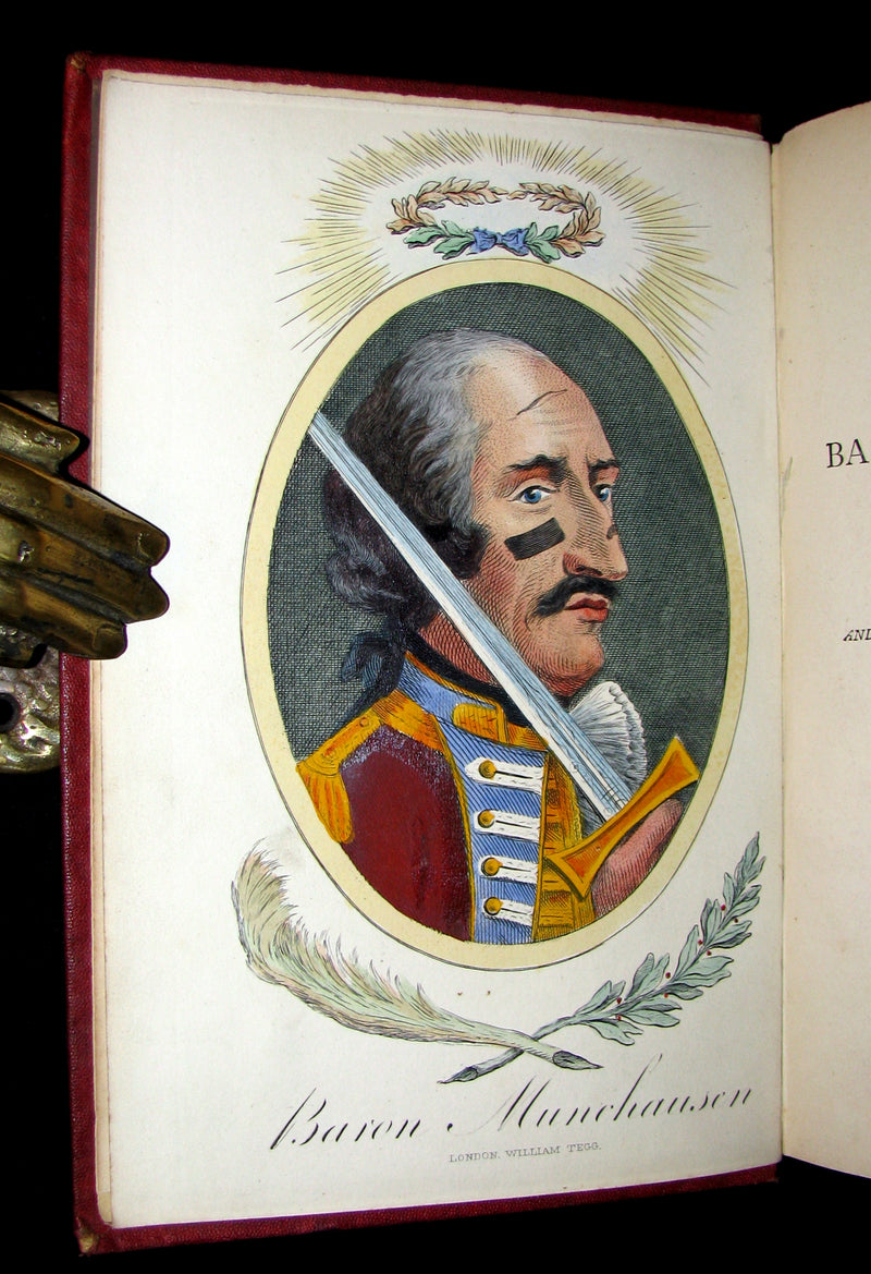 1868 Rare Book - The Travels and Surprising Adventures of Baron MUNCHAUSEN. Illustrated by Cruikshank.