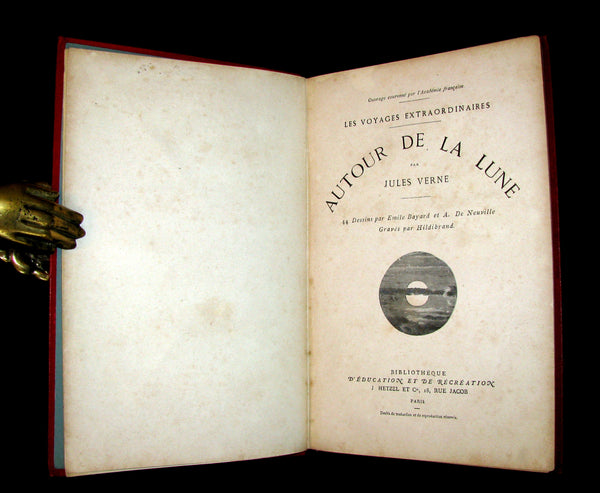 1880 Rare French Book - JULES VERNE - Around the Moon - AUTOUR DE LA LUNE. Illustrated.