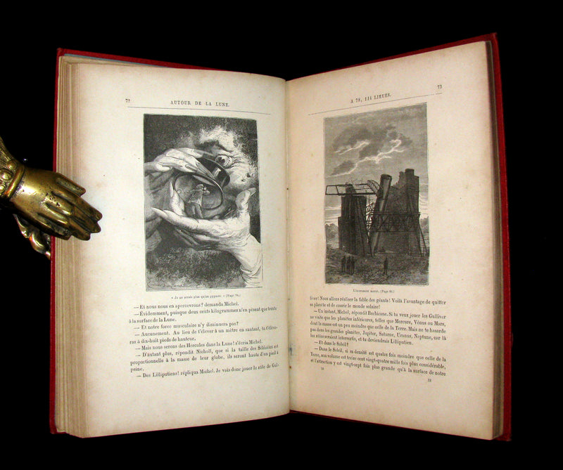 1880 Rare French Book - JULES VERNE - Around the Moon - AUTOUR DE LA LUNE. Illustrated.