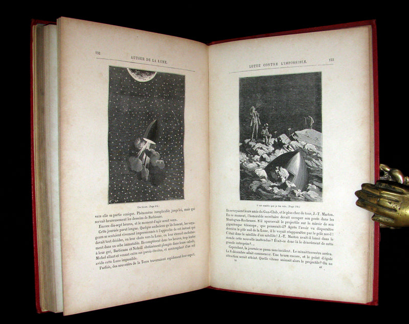 1880 Rare French Book - JULES VERNE - Around the Moon - AUTOUR DE LA LUNE. Illustrated.
