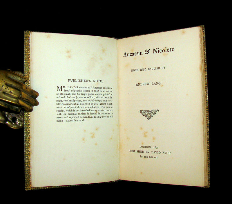 1897 Rare Book - MEDIEVAL HISTORY of Aucassin and Nicolette. Knighthood and Chivalry.