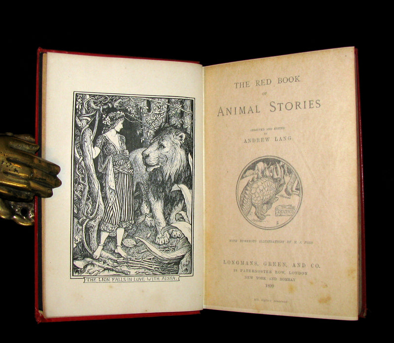 1899 Rare 1stEd Book - The RED BOOK of ANIMAL STORIES by Andrew Lang Illustrated by H.J. FORD.