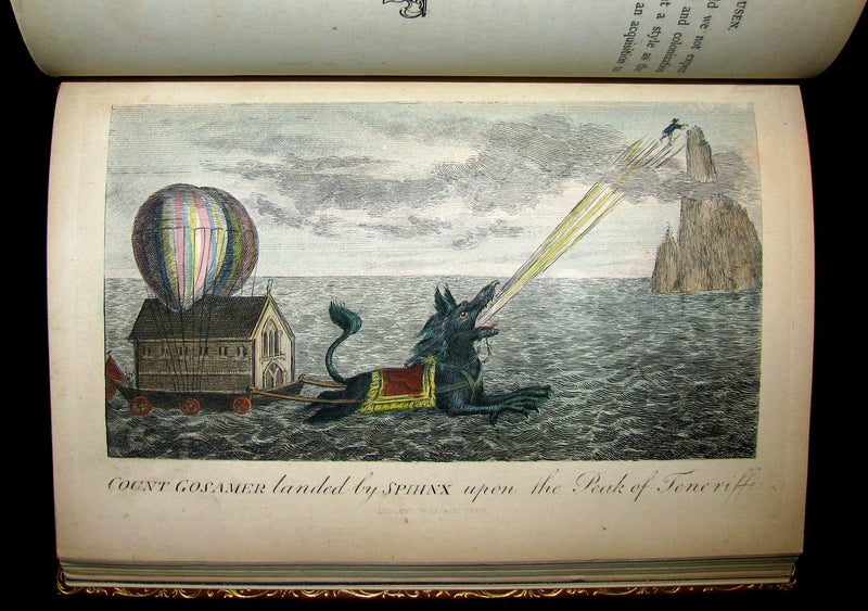 1868 Nice Bartlett & Co Binding - The Travels and Surprising Adventures of Baron MUNCHAUSEN. Illustrated in COLOR by Cruikshank.