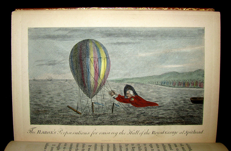 1868 Nice Bartlett & Co Binding - The Travels and Surprising Adventures of Baron MUNCHAUSEN. Illustrated in COLOR by Cruikshank.