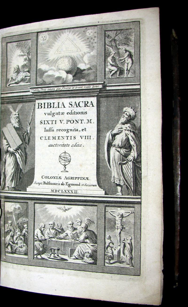 1682 Rare Latin Bible - BIBLIA SACRA - Holy Bible published in Cologne. Old & New Testament.