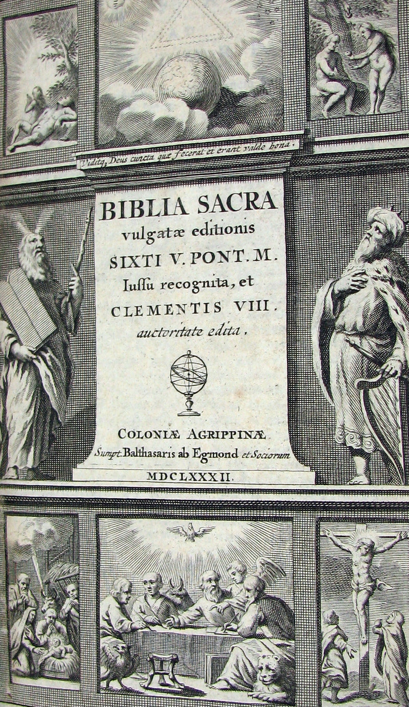 1682 Rare Latin Bible - BIBLIA SACRA - Holy Bible published in Cologne. Old & New Testament.