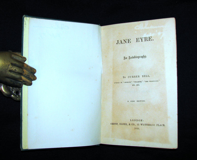 1886 Rare Victorian Book - JANE EYRE. An Autobiography by Currer Bell (CHARLOTTE BRONTË).