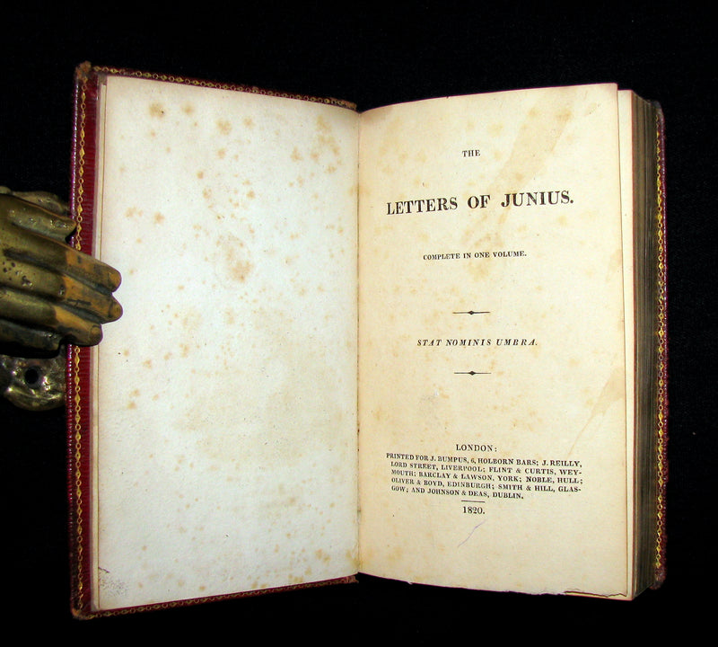 1820 Rare Book bound by Bumpus - LETTERS of JUNIUS or Junius: Stat nominis umbra.