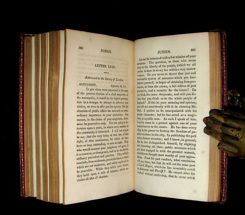 1820 Rare Book bound by Bumpus - LETTERS of JUNIUS or Junius: Stat nominis umbra.