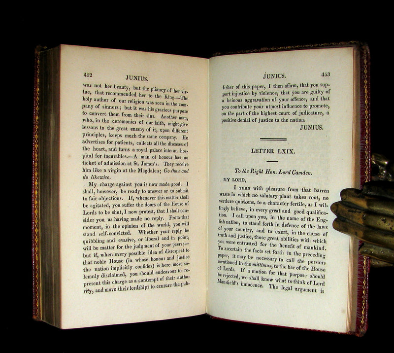 1820 Rare Book bound by Bumpus - LETTERS of JUNIUS or Junius: Stat nominis umbra.