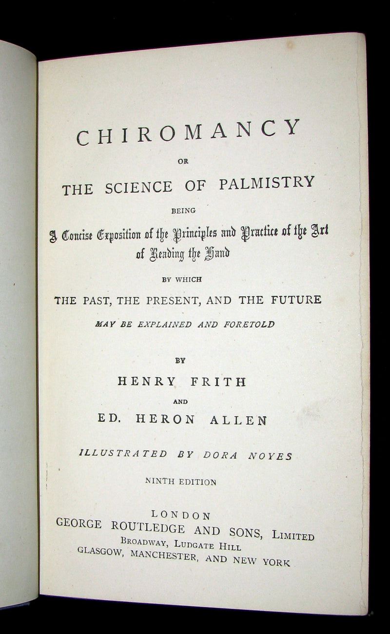 1885 Rare Book -  CHIROMANCY - The Science of Palmistry by Henry Frith. Illustrated.