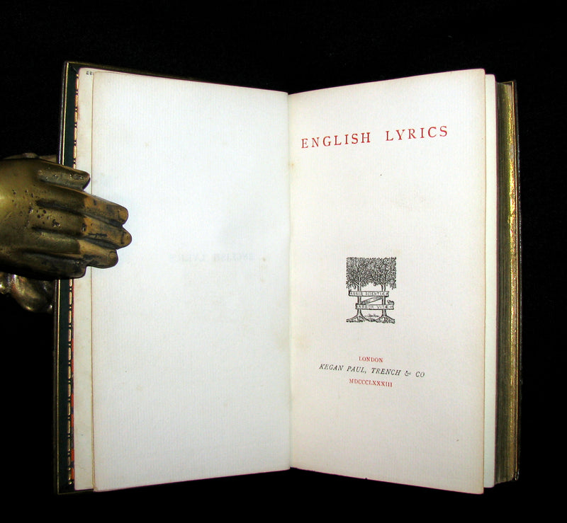 1883 Rare poetry Book - ENGLISH LYRICS beautifully bound by Sangorski & Sutcliffe.