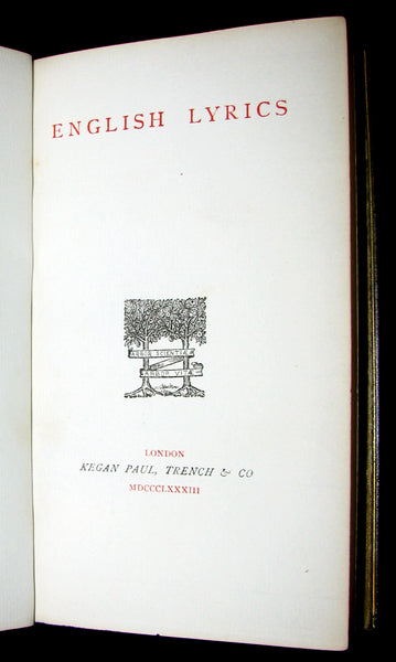1883 Rare poetry Book - ENGLISH LYRICS beautifully bound by Sangorski & Sutcliffe.