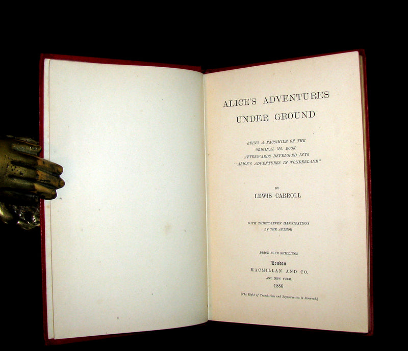 1886 Rare First Edition - Alice's Adventures Under Ground illustrated by Lewis Carroll.