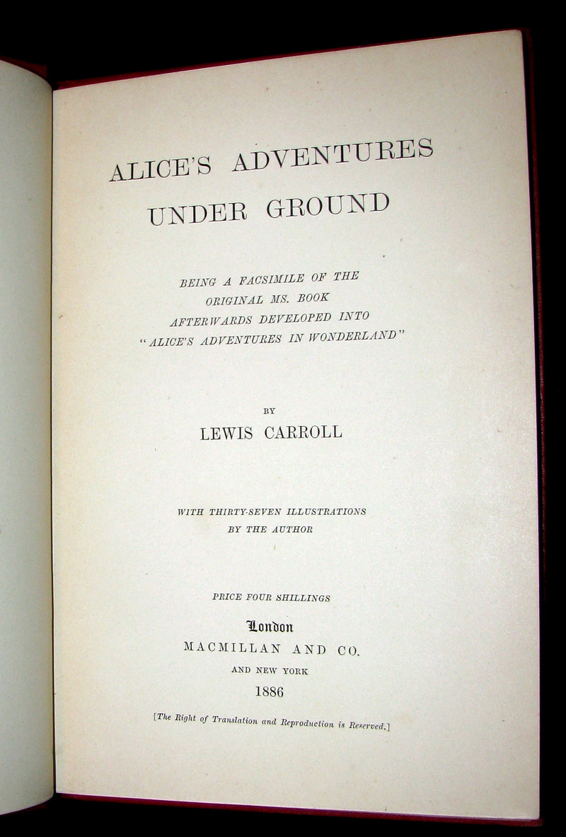 1886 Rare First Edition - Alice's Adventures Under Ground illustrated by Lewis Carroll.