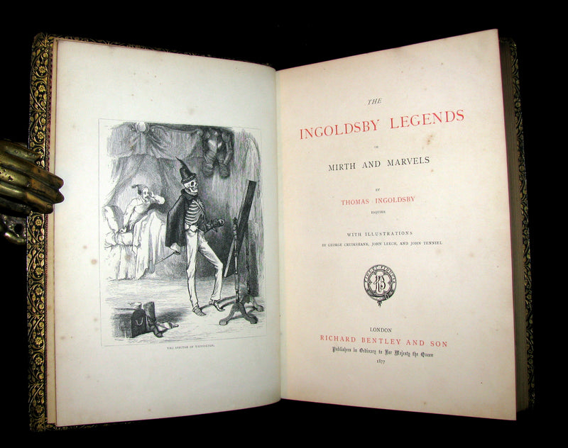 1877 Beautiful Gilbert & Field Binding - INGOLDSBY LEGENDS Illustrated by Cruikshank, Leech and Tenniel.