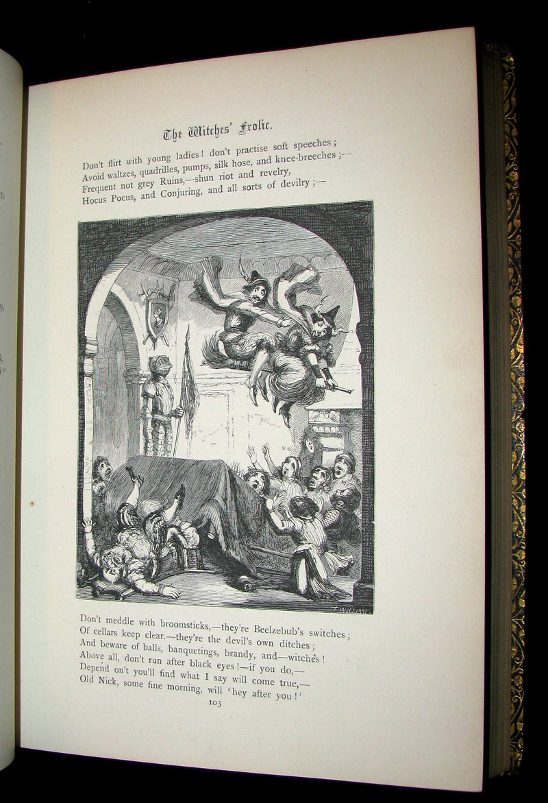 1877 Beautiful Gilbert & Field Binding - INGOLDSBY LEGENDS Illustrated by Cruikshank, Leech and Tenniel.