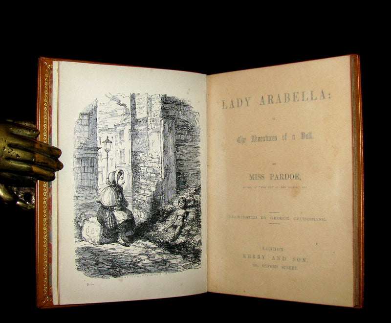 1856 Beautiful Worsfold Binding - Lady ARABELLA Or The ADVENTURES OF A DOLL Illustrated by Cruikshank. First Edition.