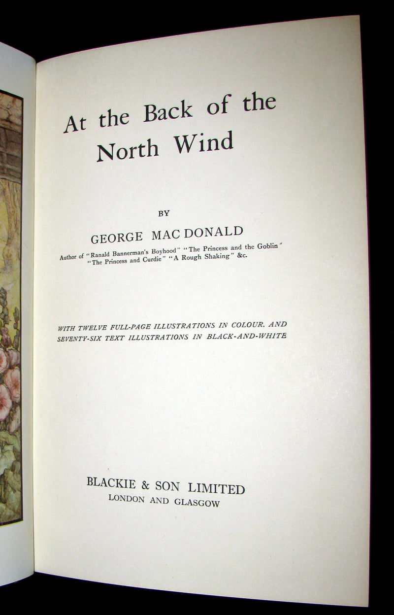 1911 Rare Edition - AT THE BACK OF THE NORTH WIND by George MacDonald. Illustrated.