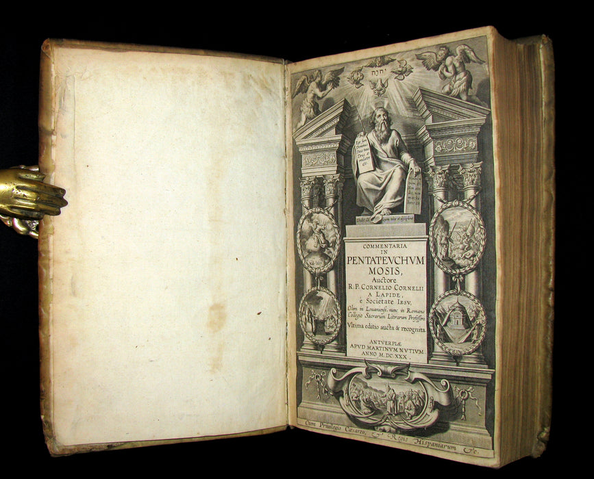 1630 Rare Latin Vellum Folio Book - Commentaries on the Pentateuch of Moses, By R. P. Cornelius a Lapide, Jesuit.