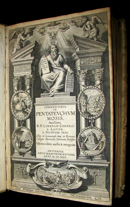 1630 Rare Latin Vellum Folio Book - Commentaries on the Pentateuch of Moses, By R. P. Cornelius a Lapide, Jesuit.